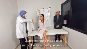 A cuckolded groom takes his fiancée to the doctor for a gynecological exam!